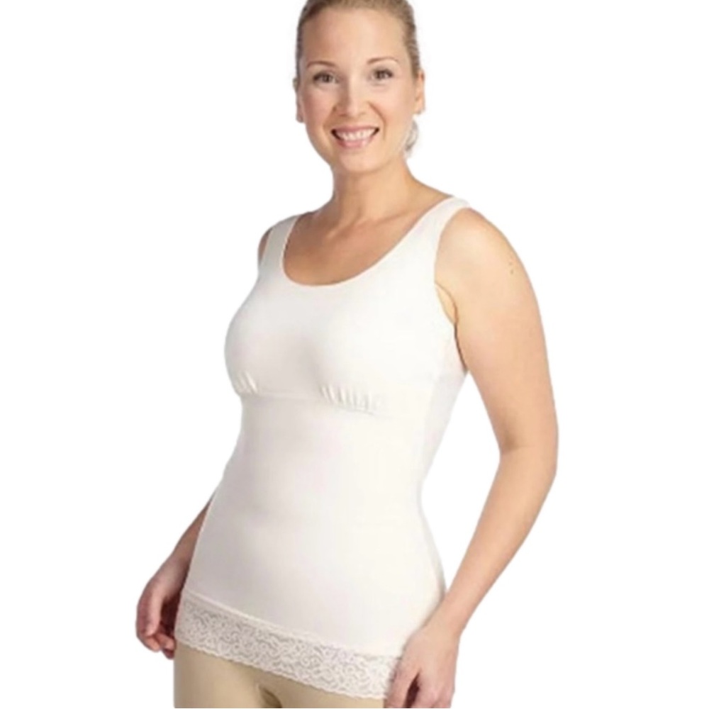 SPANX Cream Hide and Seek Lace Hem Cami Tank SHAPEWEAR S